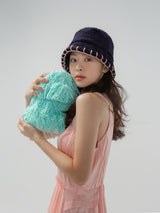 (핸드메이드) 핑크-네이비-햇 / (HANDMADE EMBROIDERY) PINK-NAVY-HAT (6656020873334)