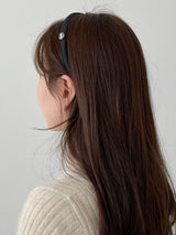 Vintage Mood Cameo Satin Slim HairBand [Black]