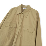 VZロゴビックオーバーフィットナイロンワークシャツベージュ/VZ Logo Big Over Fit Nylon Work Shirt Beige (6683364098166)