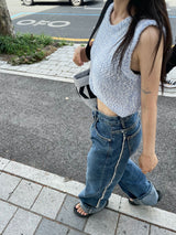 フレンチミックスクロップニットベスト