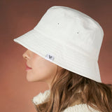 Herringbone label bucket hat WHITE
