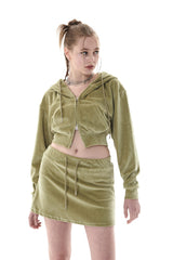 ベルベットクロップドフーディー/22 VELVET CROPPED HOODY