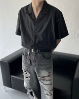 コーティングオープンカラーハーフシャツ/FL Coating open collar half shirt (2 colors)