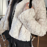 Lilt round no-collar fur jacket