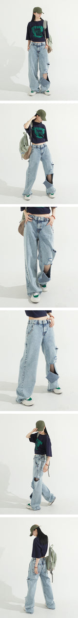 ウォッシングスノーワイドデニムパンツ