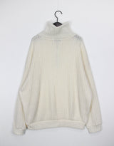 リブハーフジップアップニット/Ribbed Half Zip Up Knit (4color)
