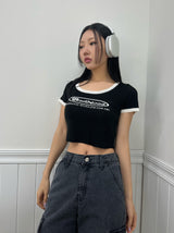 blur short sleeve cropped tee