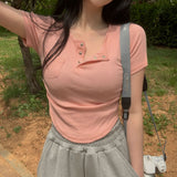リブドボタンポケットシャーリングTシャツ
