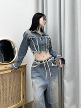 ジェンダメージワイドデニムパンツ/[High quality] 790. Jen damage wide denim pt
