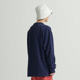 WHATTHE Q.M刺繍長袖Tシャツ/WHATTHE Q.M Embroidered L/S Tee Navy