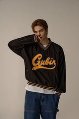 RETRO V-NECK NYLON PULLOVER (BLACK)