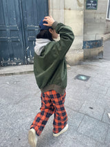 Praha deep color check pants
