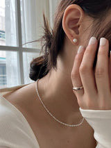 [92.5silver] クラックパールピアス