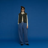 フリースチェッカーボードパンツ/FLEECE CHECKERBOARD PANTS_BLUE