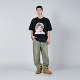 ベイビーフェイスウェーブヘア半袖Tシャツ BLACK
