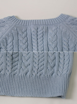 WT Cable V-neck Crop Knit (6color)