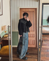 ツーラインウォッシングカーゴデニムパンツ (2 color)