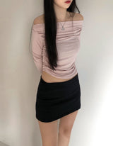 Uel Boat Neck Shirring T (3color)