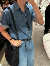 ラインデニムパンツ (blue)