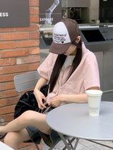 フリーンナイロンポケットストリングクロップ半袖ジップアップ / Frean nylon pocket string crop short-sleeved zip-up