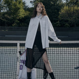 タブネックコットンシャツ/[LSD Runway]Tab Neck Cotton Shirt_White