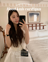 Hood Knit Short Sleeve Cardigan (4color)