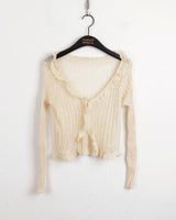 Lityu Trans-season frill strap see-through long-sleeved cardigan