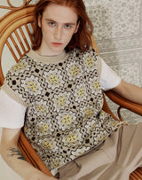 グラニースクエアオーバーサイズベスト/GRANNY SQUARE OVERSIZED VEST SAND BEIGE