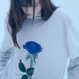ブルーローズレイヤードTシャツ/0 6 blue rose layered t-shirt