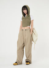 Work incision rivet nylon wide pants
