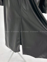 Double leather long coat