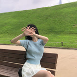 モアツイストラウンド半袖ニット