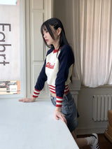 チェリーレタリング配色ナグランニットTシャツ / Cherish Lettering Color Matching Nagrang Knit T-shirt