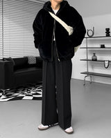 UI Mink Fur Hood Zip-Up Jumper (4 colors)