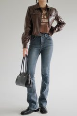 レザージップアップジャケット / Leather Zip-Up Jacket (2color)