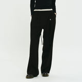 COLLECTION STRING CUT OFF WIDE SLACKS [BLACK]