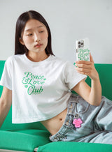 ピース＆ラブ クラブ Tシャツ / Peace&Love*Club Crop T-shirt (White)