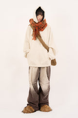 Banding raglan wool snap hoodie