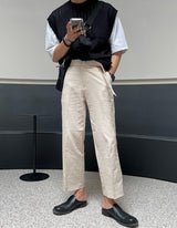 Never Belt Linen Wide Pants (2color) (6576319692918)