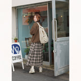 CHECK FRILL BANDING LONG SKIRT