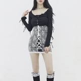 Jellyo Sleeve Slit String Cardigan