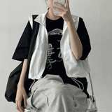 ナイロンストリングクロップドベストジップアップ / Shbonylon String Cropped Vest Zip-Up