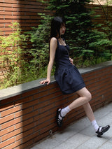 レノアハートネックミニスリーブレスワンピース/ Lenoa Heart Neck Mini Sleeveless One Piece