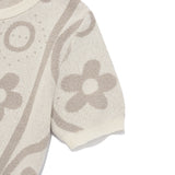 チェリージャカードパターンショートスリーブカーディガン / CHERRY JACQUARD PATTERN SHORT SLEEVE CARDIGAN [IVORY]
