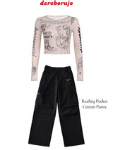 カートゥーンメッシュシースルー長袖Tシャツ