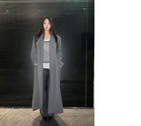 [UNISEX] Wool back button maxi long coat (Gray)