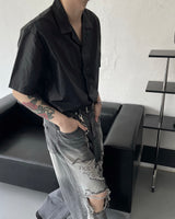 コーティングオープンカラーハーフシャツ/FL Coating open collar half shirt (2 colors)