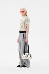 チェリージャカードパターンショートスリーブカーディガン / CHERRY JACQUARD PATTERN SHORT SLEEVE CARDIGAN [IVORY]