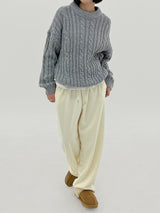 ウールプレッツェルバルキーニット / Wool pretzel bulky knit (4color)