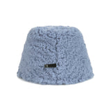 Fur Long Label Boucle Drop Bucket Hat Blue